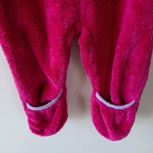 The North Face Fuzzy Fleece Oso One Piece Jumpsuit Hooded Pink Baby Size 12-18M - Picture 7 of 12